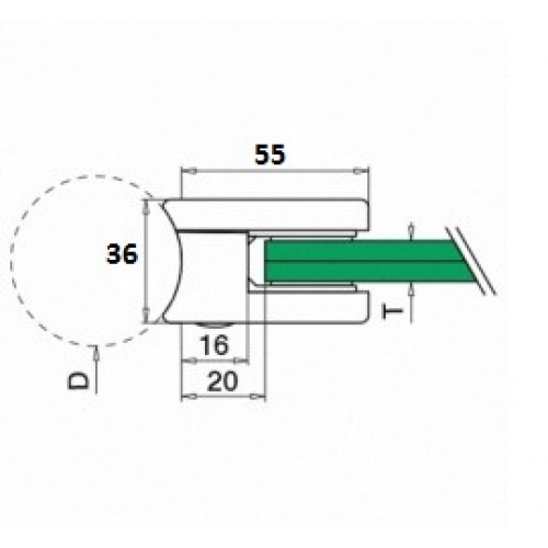 42.4mm Square Glass Clamps-for ***10mm*** glass- Satin Polished-Grade 304 